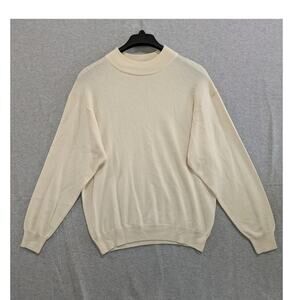 Franco Rossi  Merino Wool Acrylic Sweater Mens XL Crewneck Plain Pullover Beige
